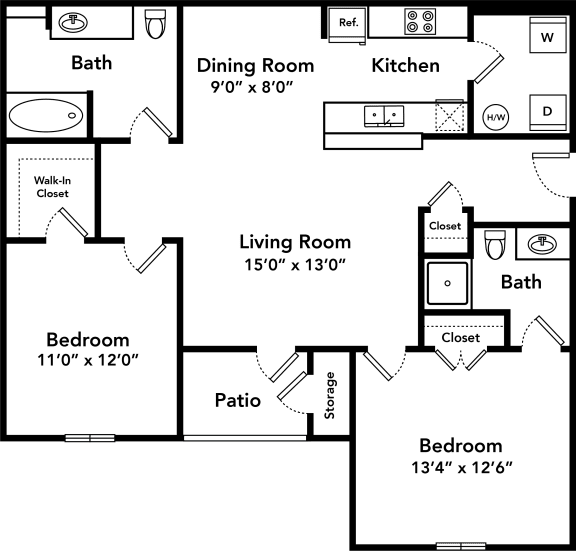 Floor Plans of The Villas at Shaver Apartments in Pasadena, TX